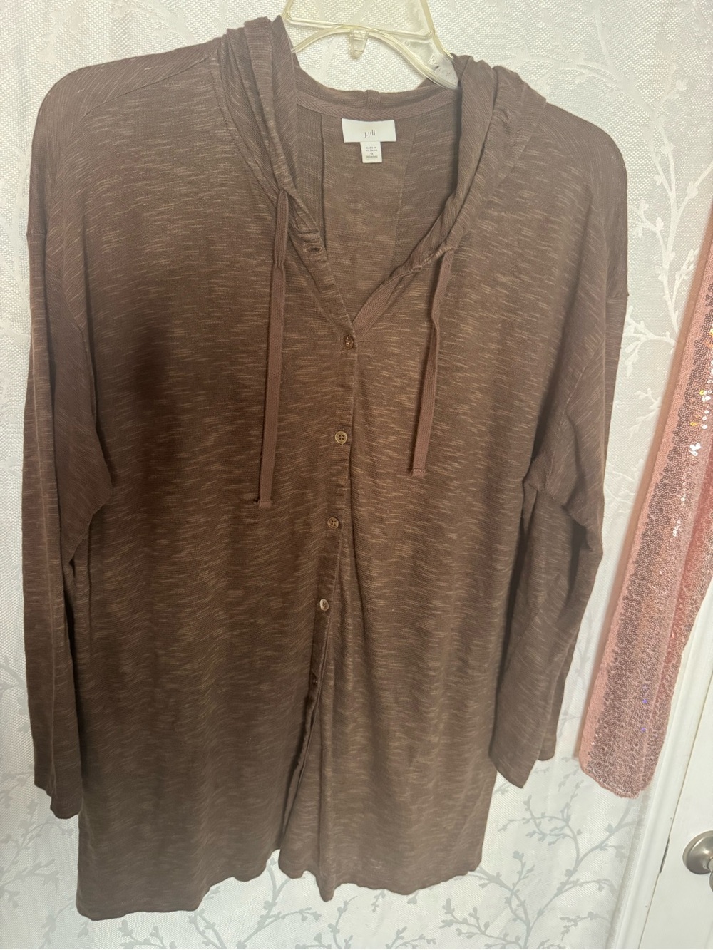 J. Jill Brown Hooded Button-Front Cardigan
